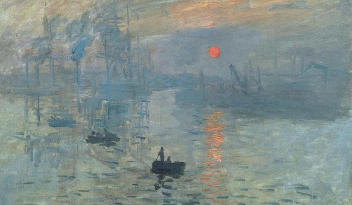 Claude Monet painting of river and boat